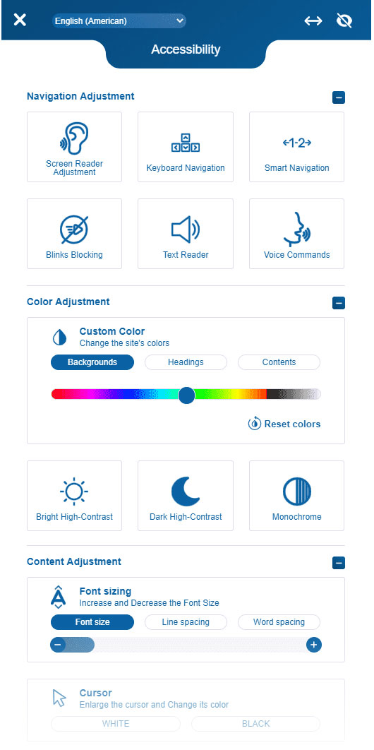 Smart phone showing accessibility controls