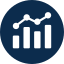 Icon depicting a graph with rising values