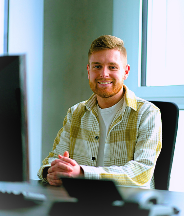 Smiling marketing rep, ready to get you started